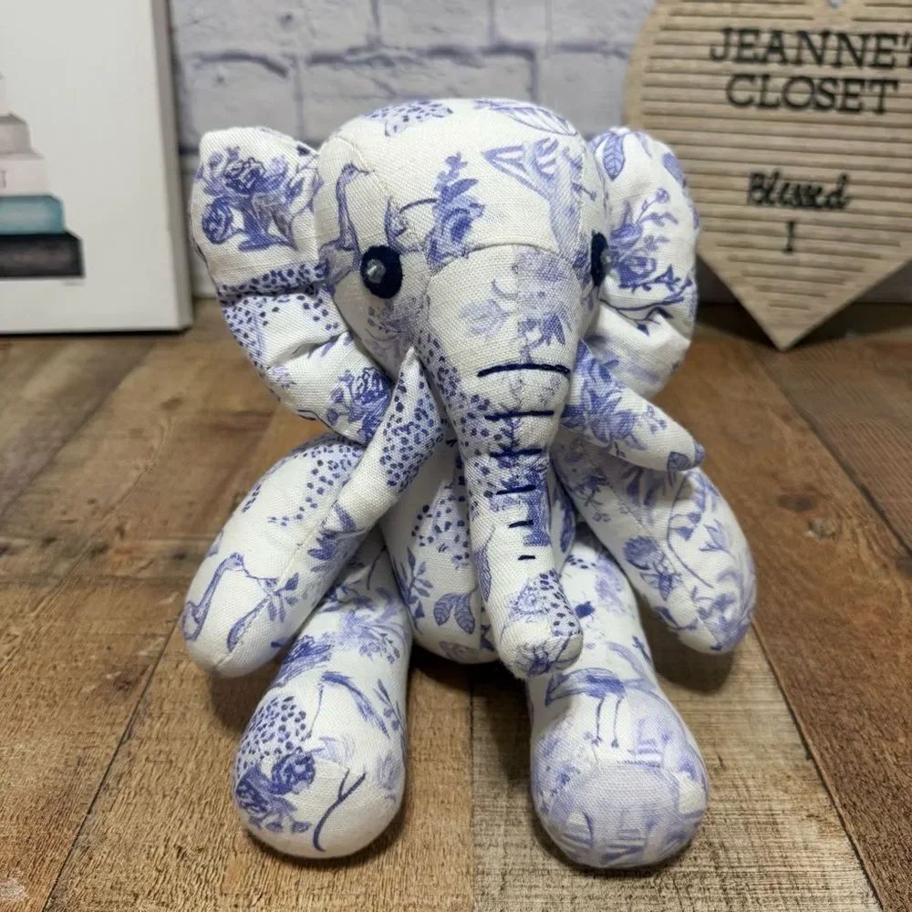loulou baker x Tuckernuck elephant Blue Print Hard To Find Rare Plush Stuffed
